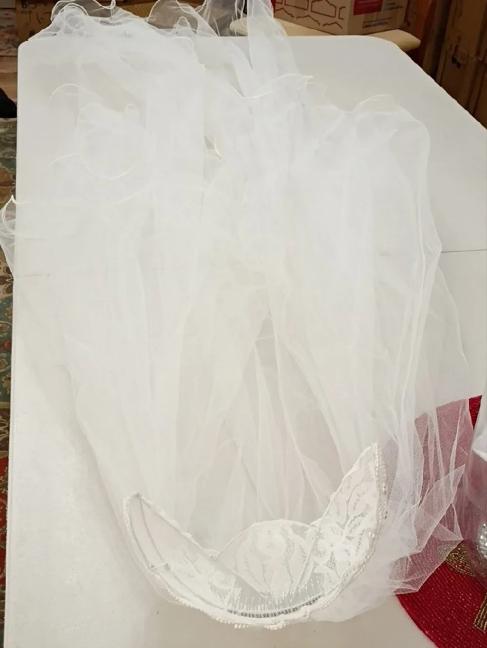 Vintage White Bridal Veil with Decorative Headband